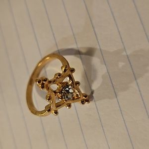 Triangles Ring with Crystal Center